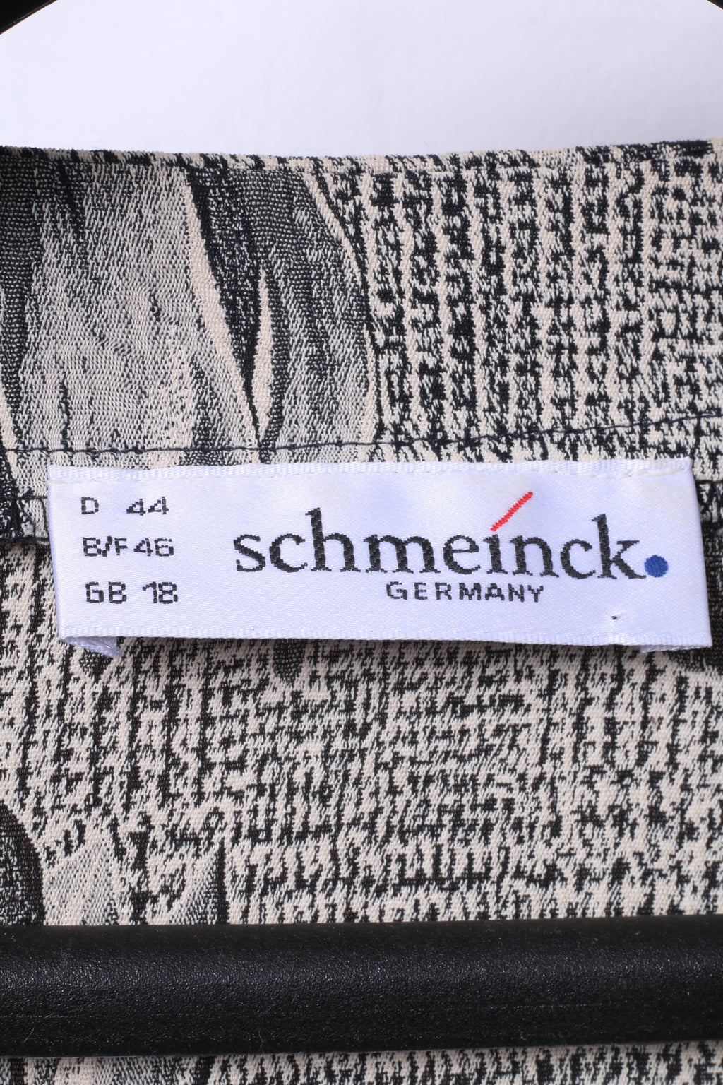 Schmeinck Germany Womens 18 44 Casual Shirt Grey Floral Print Shoulder Pads Retro