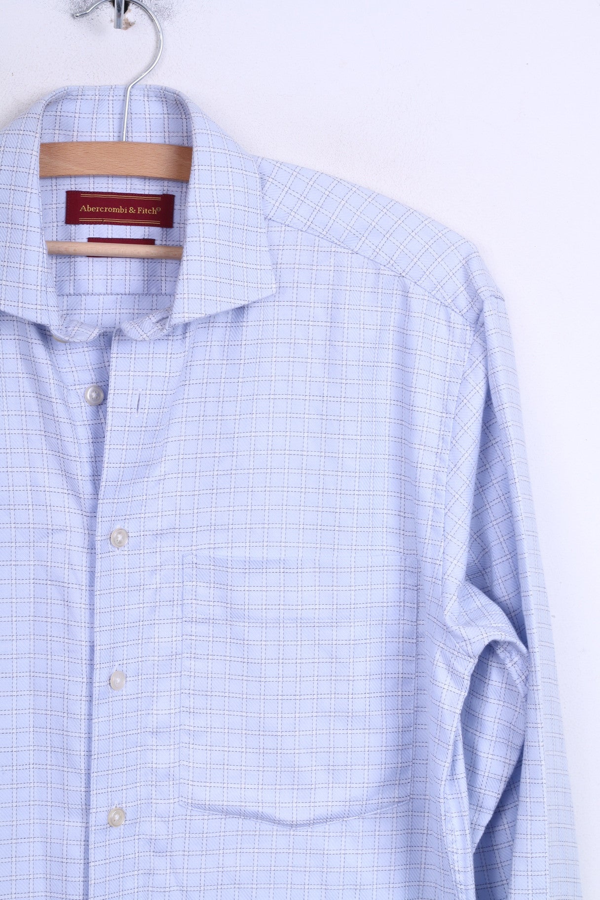 Abercrombi & Fitch Mens 38 M Casual Shirt Blue Check Long Sleeve