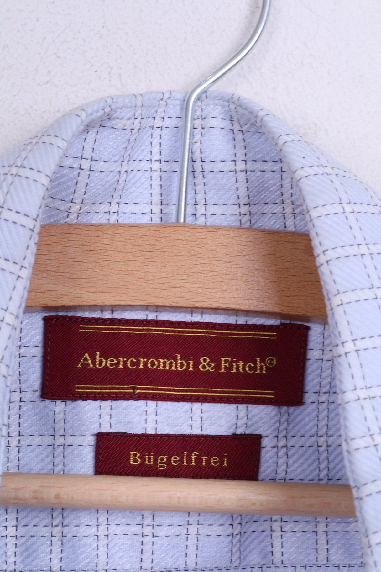 Abercrombi & Fitch Mens 38 M Casual Shirt Blue Check Long Sleeve