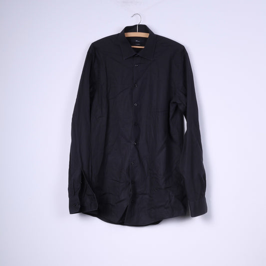Venti Mens 42 L Casual Shirt Black Cotton Long Sleeve Non-Iron Top