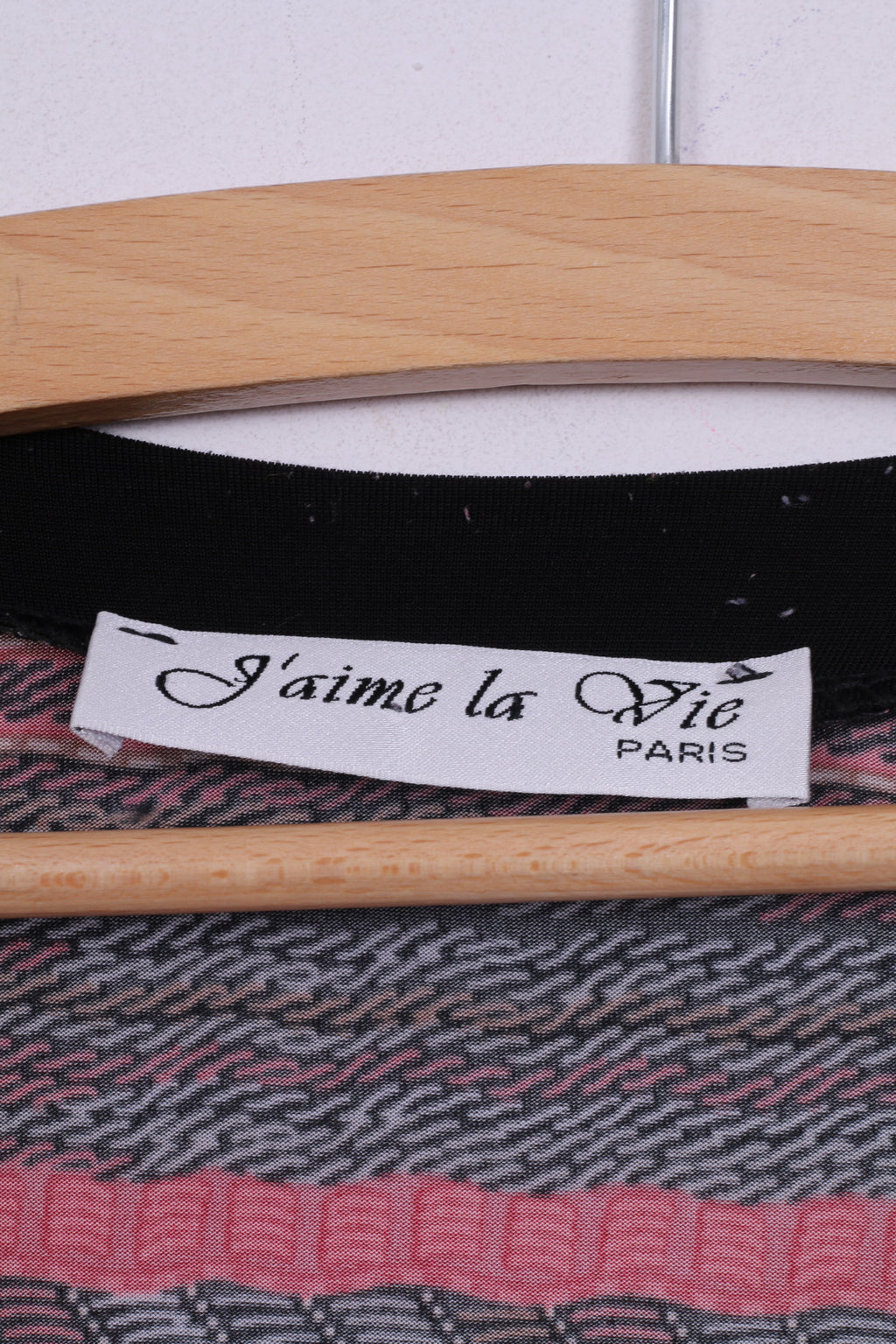 J'aime la vie Womens 4 Midi Dress V Neck Multi Patern Black Red 7/8 Sleeve Robe Johana 