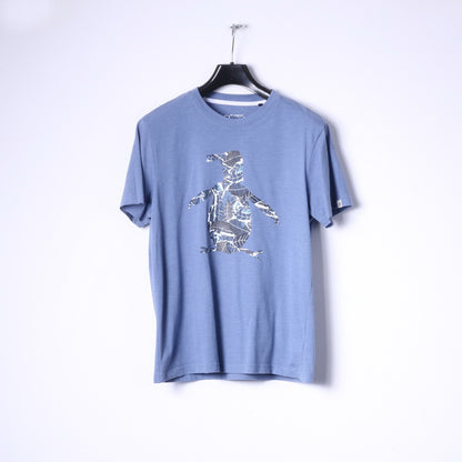 Penguin Mens M T-Shirt Blue Cotton Graphic Classic Crew Neck Top