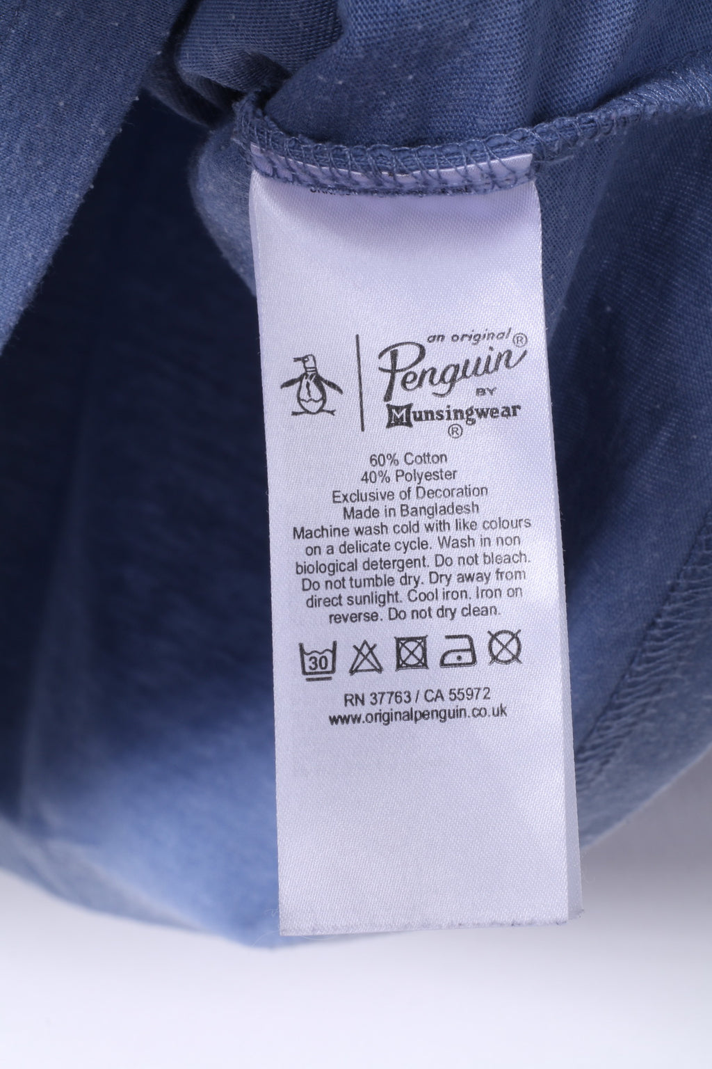 Penguin Mens M T-Shirt Blue Cotton Graphic Classic Crew Neck Top