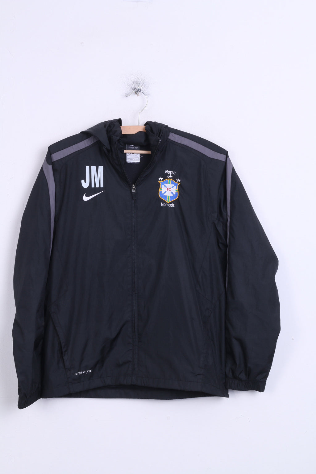 Nike Norse Nomads Boys L Track Top Jacket Black Hood Sport Football Club - RetrospectClothes