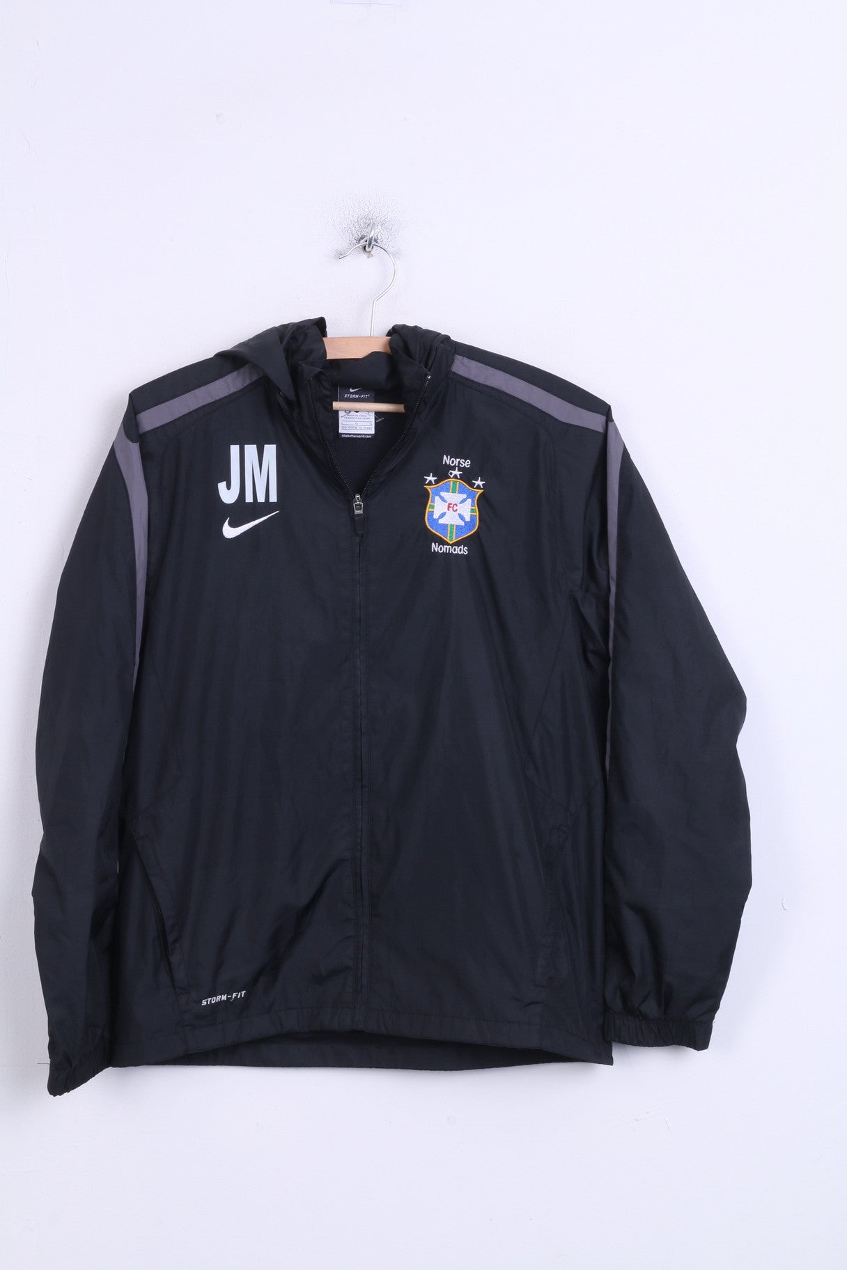 Nike Norse Nomads Boys L Track Top Jacket Black Hood Sport Football Club - RetrospectClothes