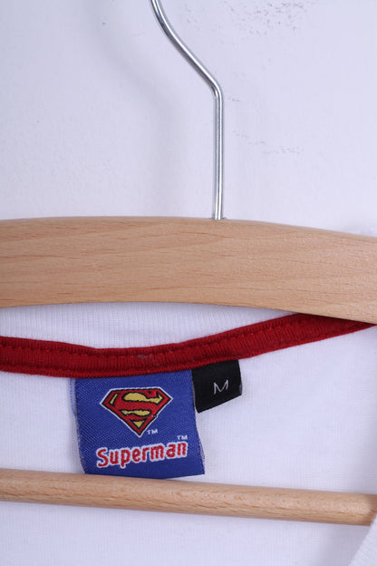 George T-shirt M pour hommes en coton blanc Superman graphique col rond