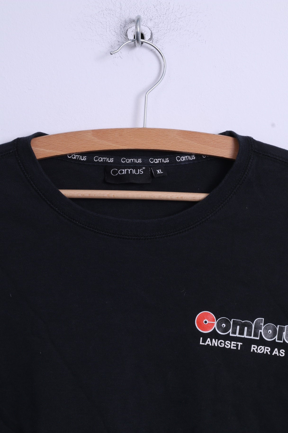 Camus Womens XL Shirt Black Cotton Long Sleeve Comfort Langset
