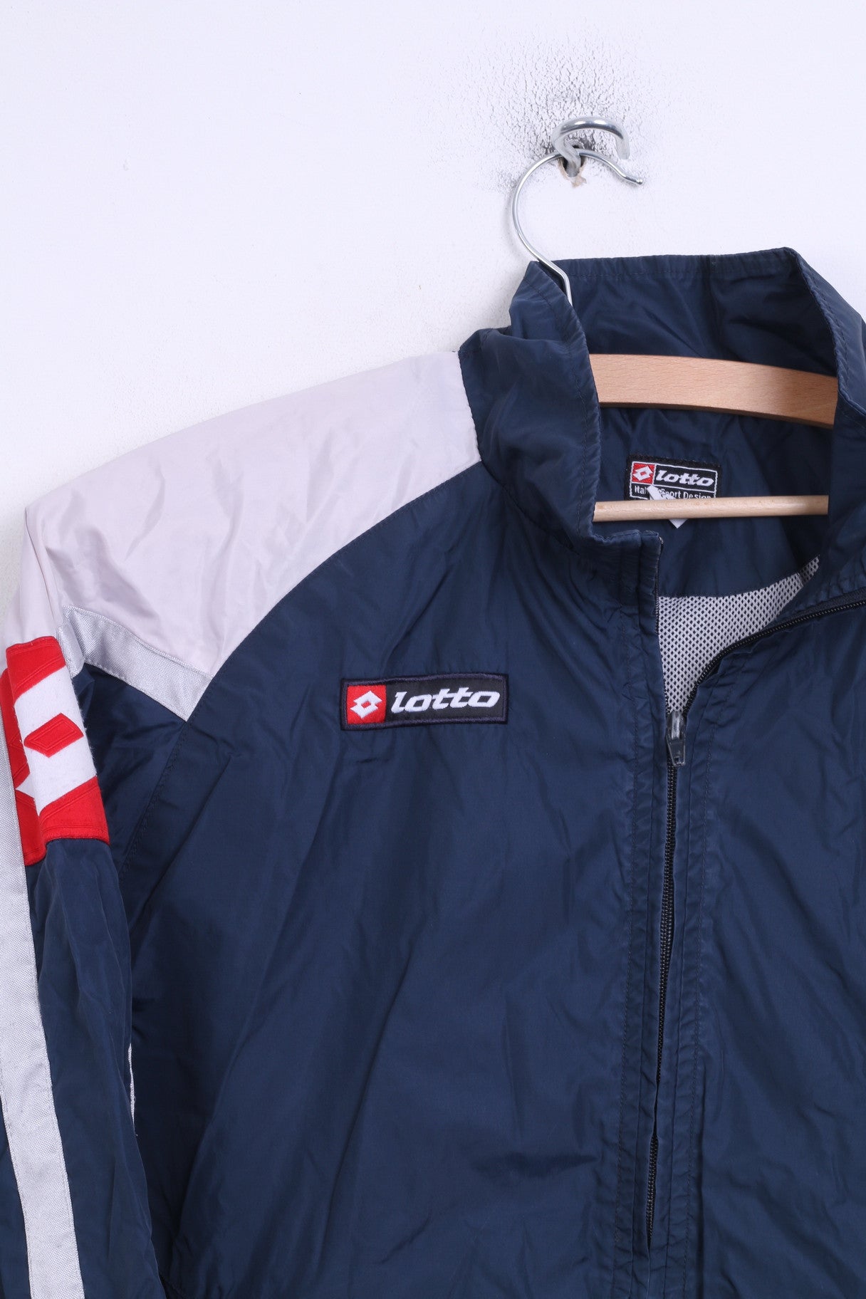 Lotto Boys L Track Top Jacket Navy Hood Sport Nylon Waterproof - RetrospectClothes