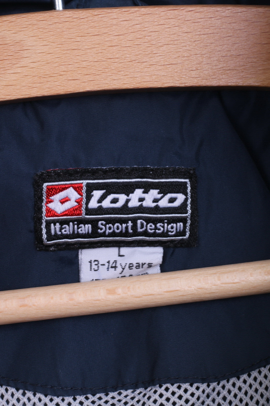 Lotto Boys L Track Top Jacket Navy Hood Sport Nylon Waterproof - RetrospectClothes