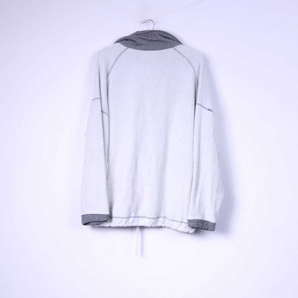 Reebok Mens L Sweatshirt Top Grey Zip Neck Sportswear Cotton