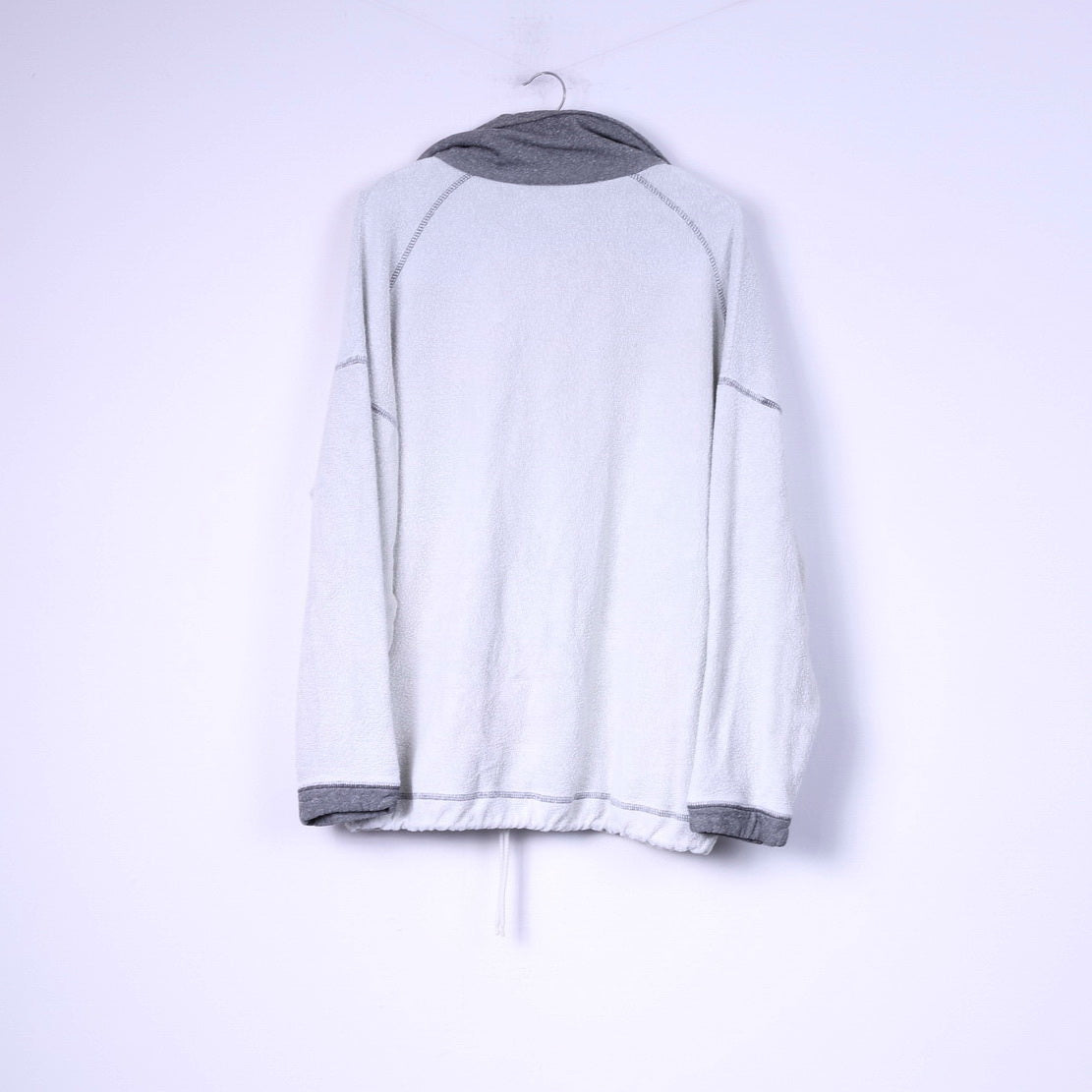 Reebok Mens L Sweatshirt Top Grey Zip Neck Sportswear Cotton