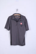 MASCOT Mens XL Polo Shirt Grey Zip Neck Short Sleeve