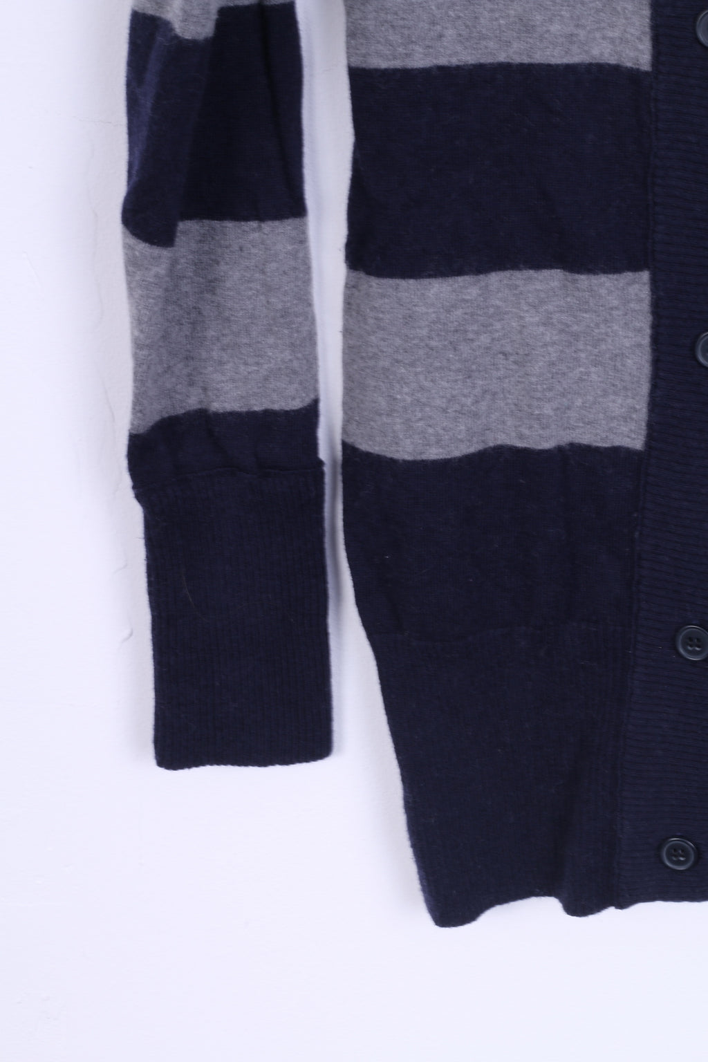 Replay Femme M Pull Rayé Bleu Gris Boutonné Cardigan