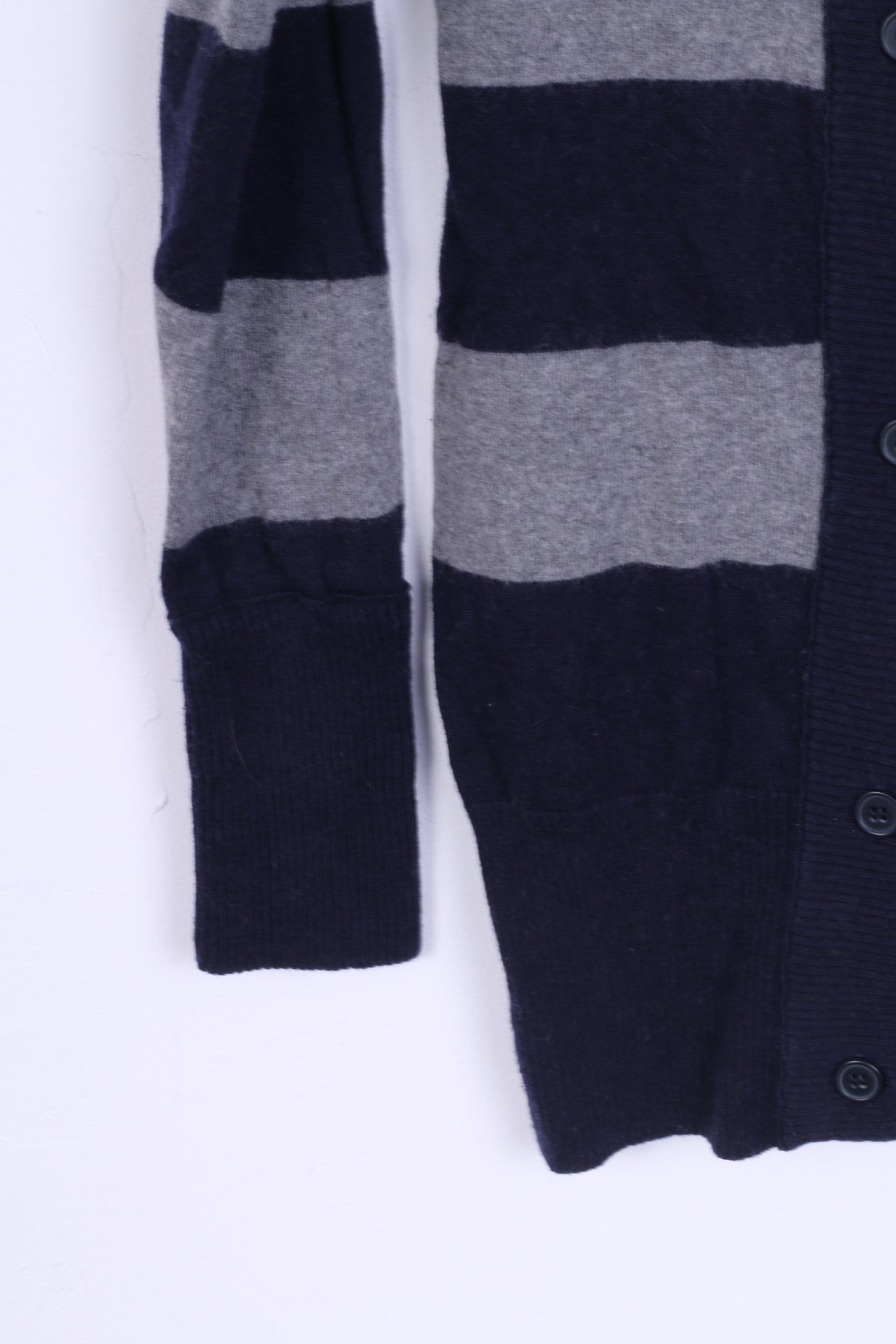 Replay Femme M Pull Rayé Bleu Gris Boutonné Cardigan