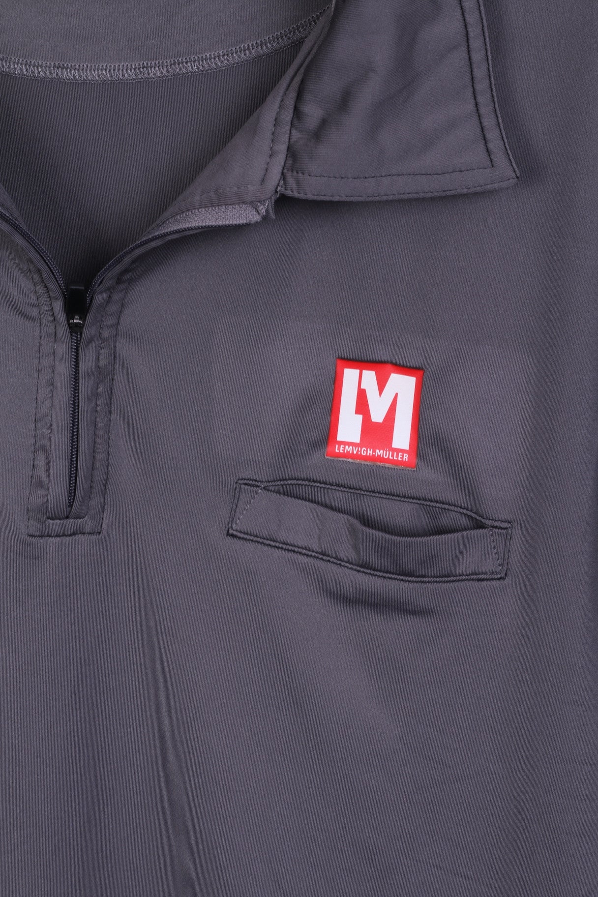 MASCOT Mens XL Polo Shirt Grey Zip Neck Short Sleeve