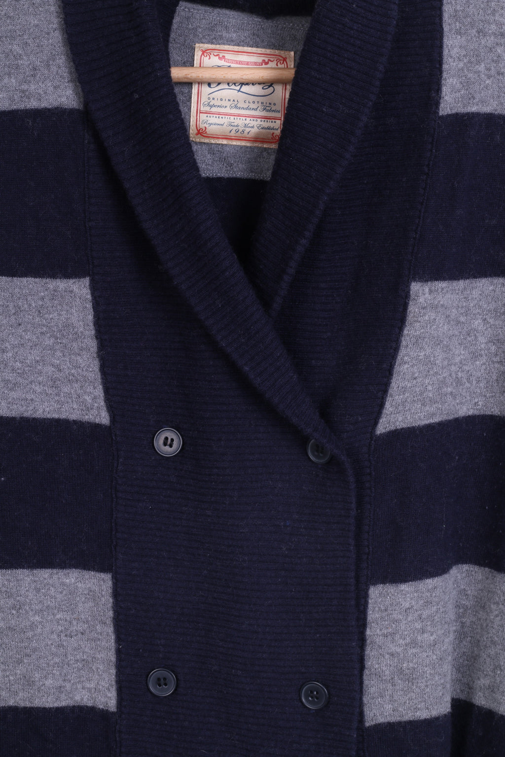 Replay Femme M Pull Rayé Bleu Gris Boutonné Cardigan