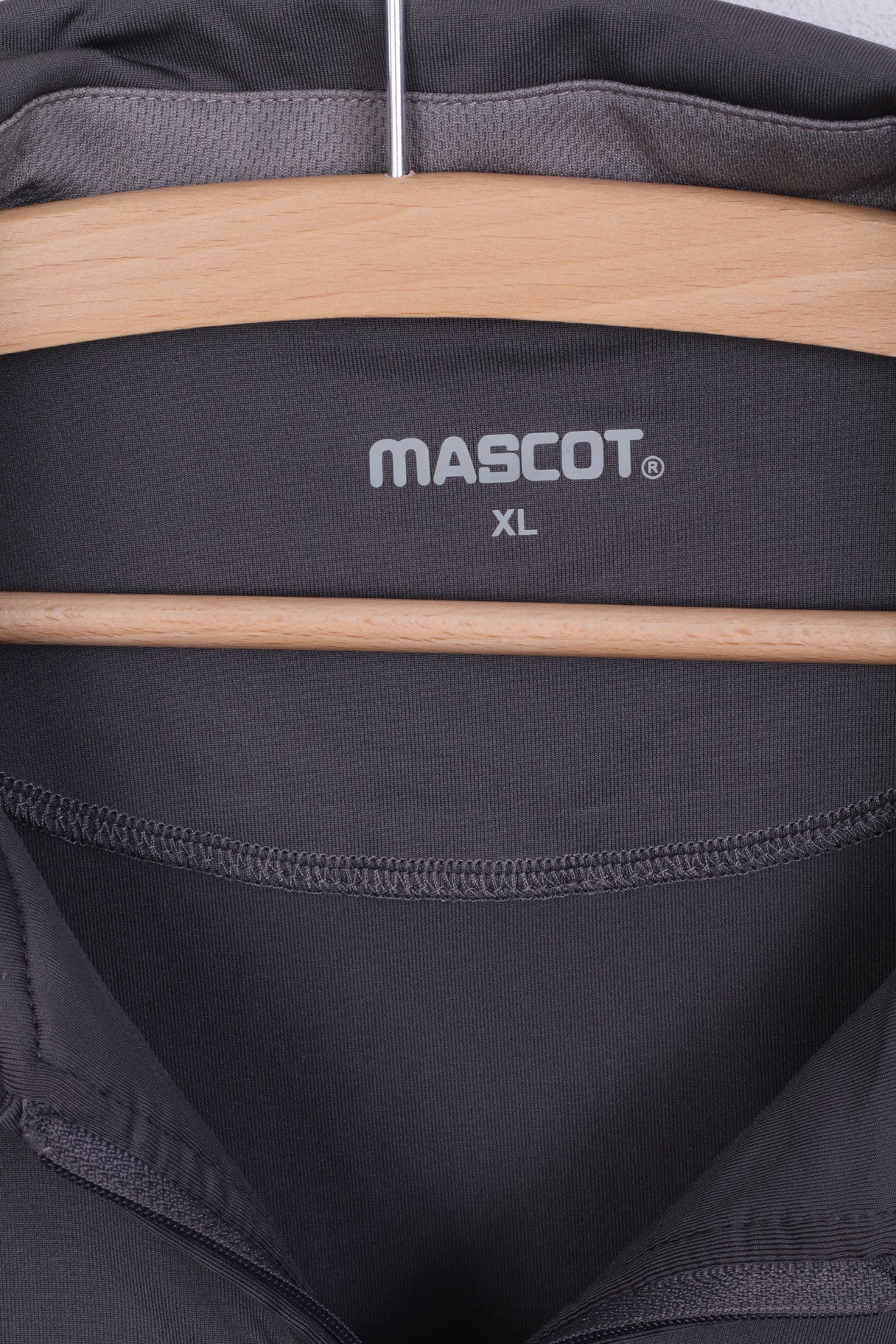 MASCOT Mens XL Polo Shirt Grey Zip Neck Short Sleeve