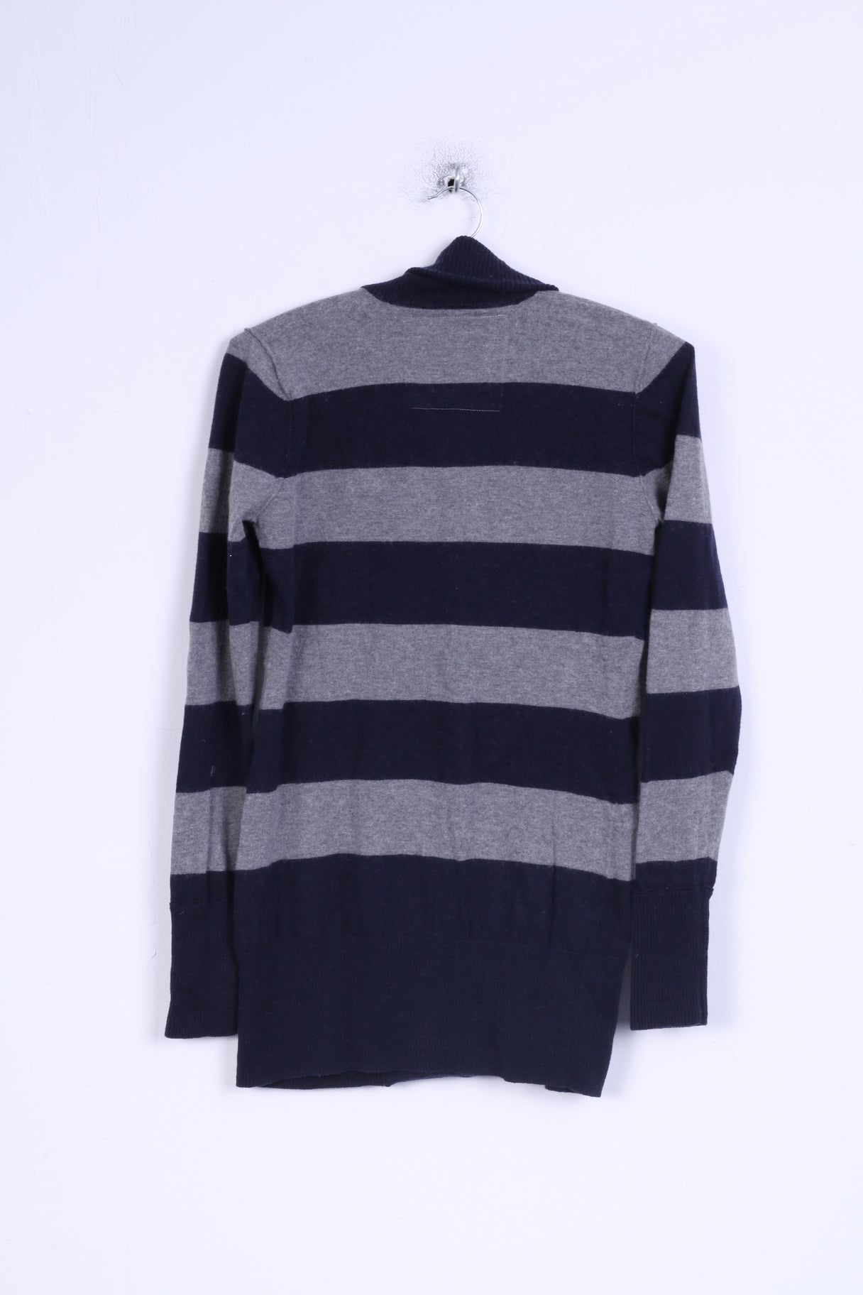 Replay Femme M Pull Rayé Bleu Gris Boutonné Cardigan