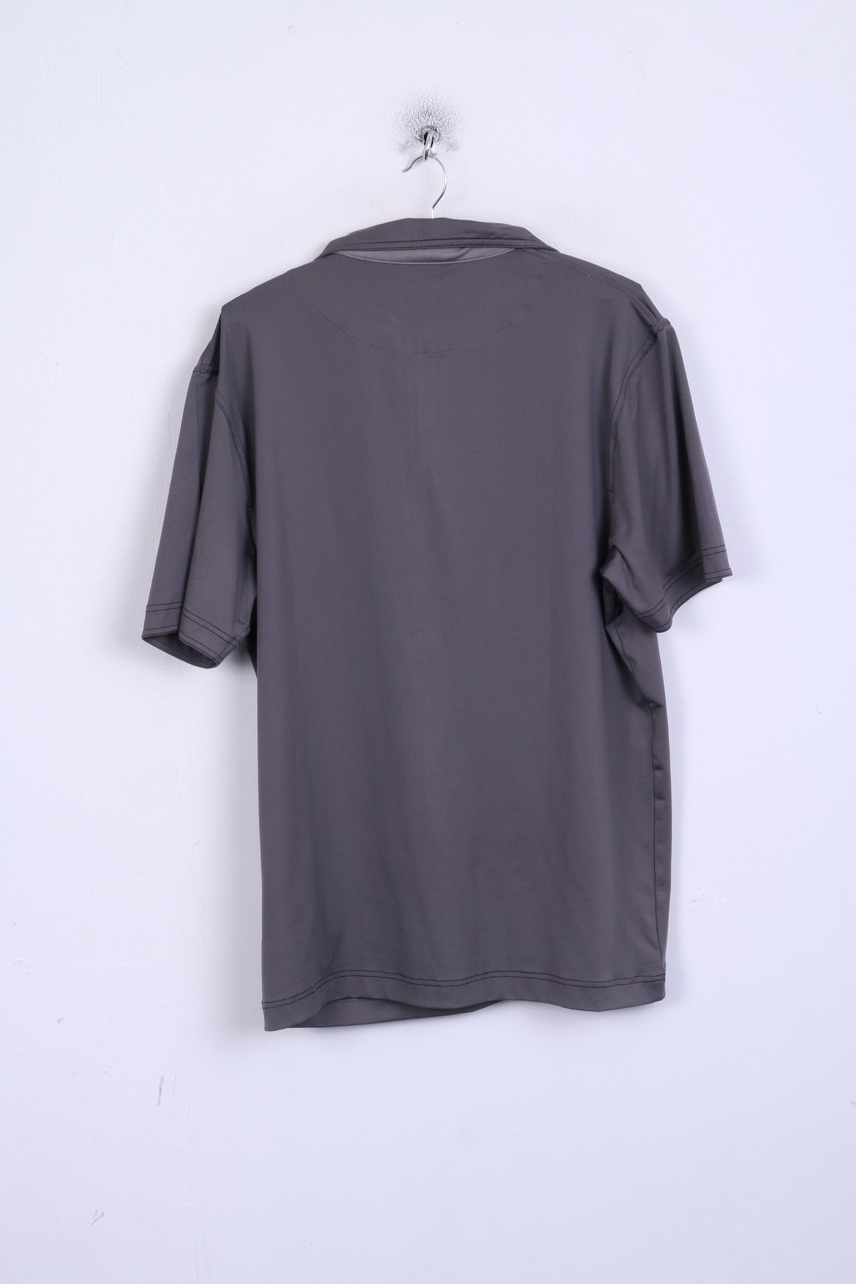 MASCOT Mens XL Polo Shirt Grey Zip Neck Short Sleeve