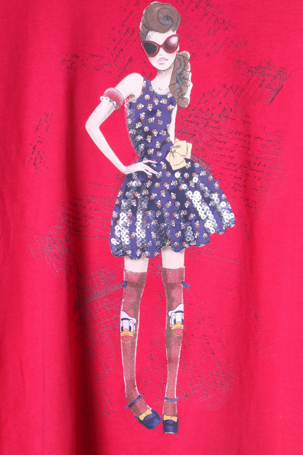 United Colours Of Benetton  Girls XXL 14-16 Age Shirt Maroon Disney Donald Fashion Top