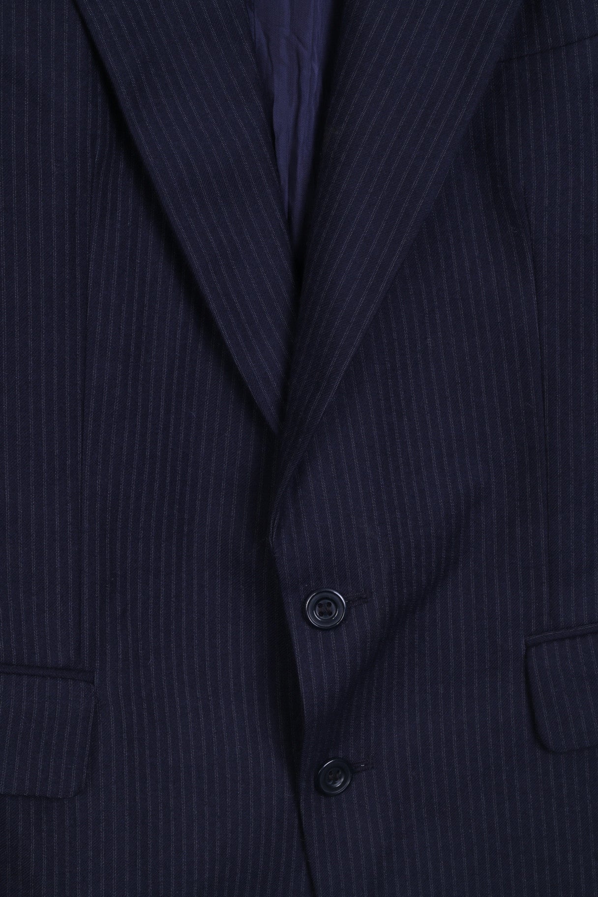 Devereaux Mens 44 XL Blazer Jacket Navy Striped Single Breasted Wool