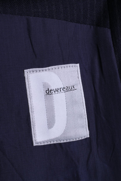 Devereaux Giacca blazer da uomo 44 XL in lana monopetto a righe blu scuro
