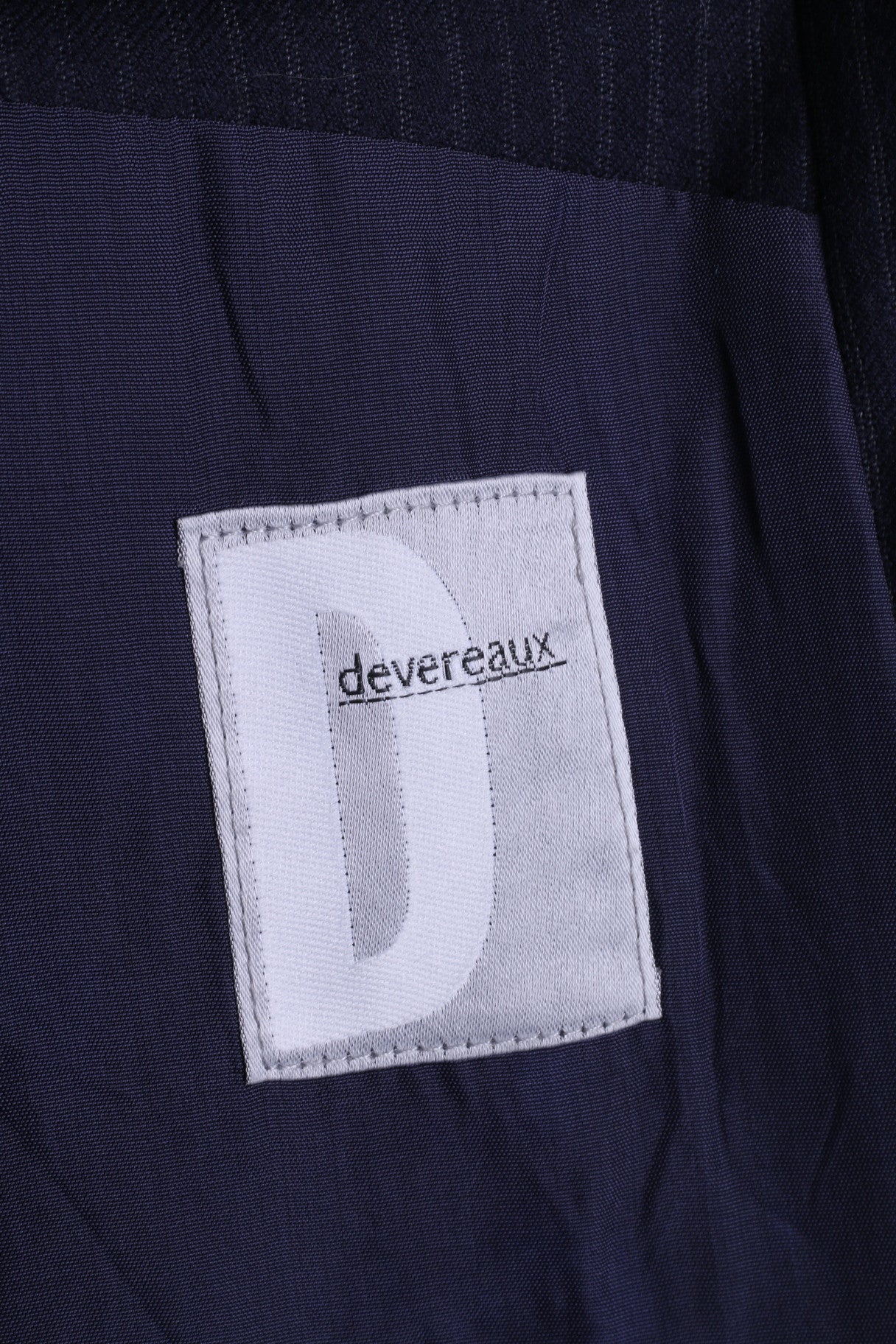 Devereaux Mens 44 XL Blazer Jacket Navy Striped Single Breasted Wool