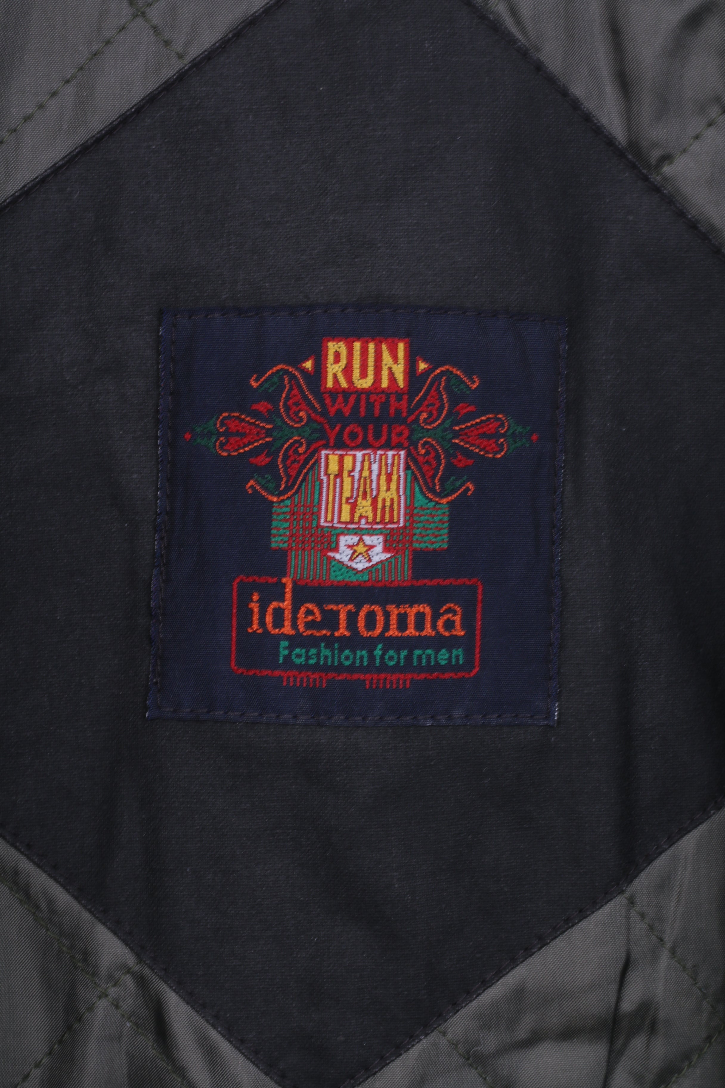 Giacca da uomo Ideroma 52 XL in cotone cerato nero con cerniera intera manica raglan