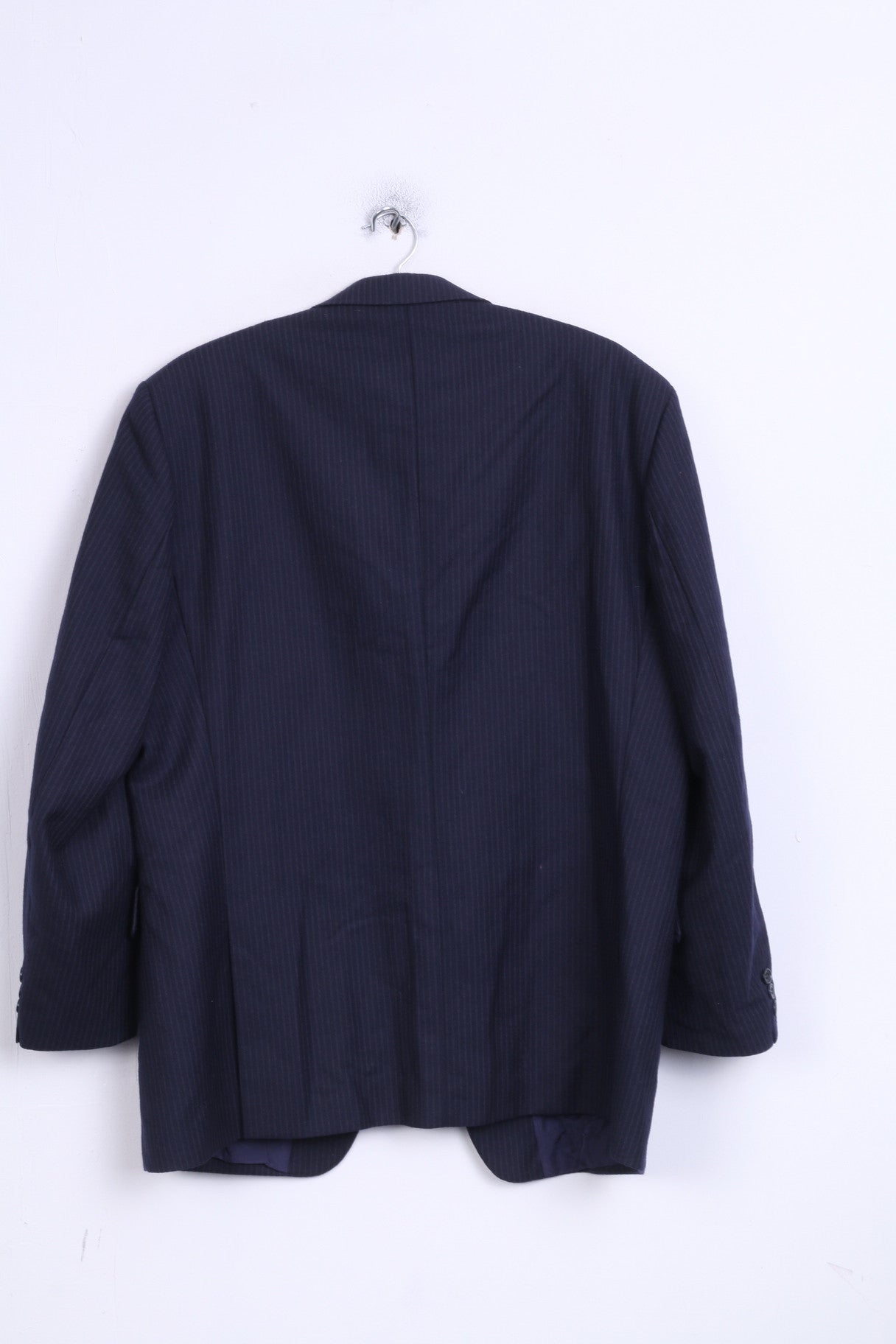 Devereaux Mens 44 XL Blazer Jacket Navy Striped Single Breasted Wool