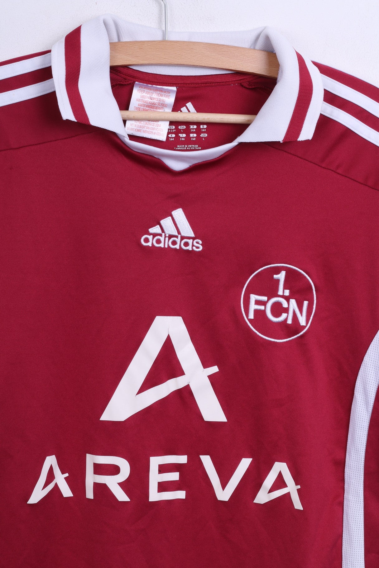 Adidas Nürnberg Boys 13-14Y Polo Shirt Maroon Football Club - RetrospectClothes