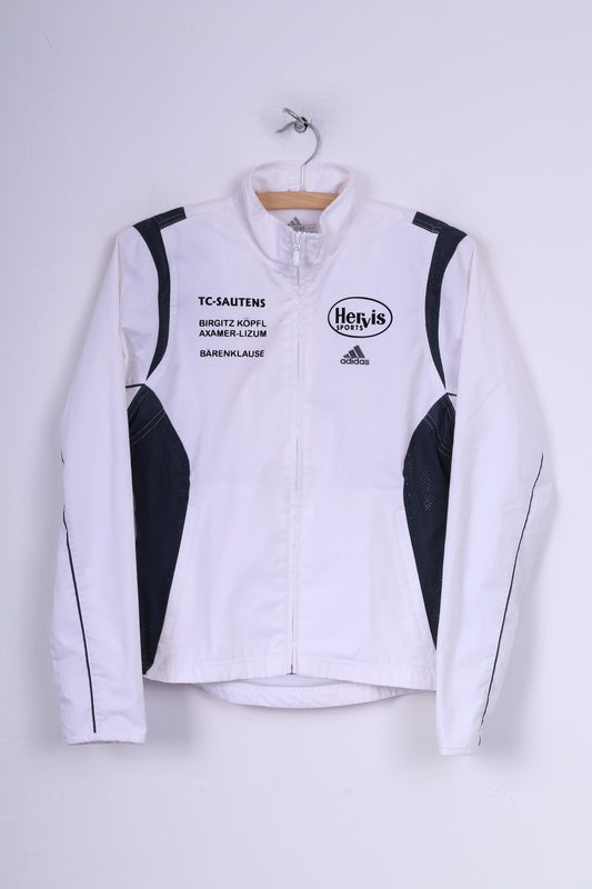 Adidas Hervis Sports Tc-Sautens Giacca leggera da donna 10 S Abbigliamento sportivo con cerniera intera bianca 