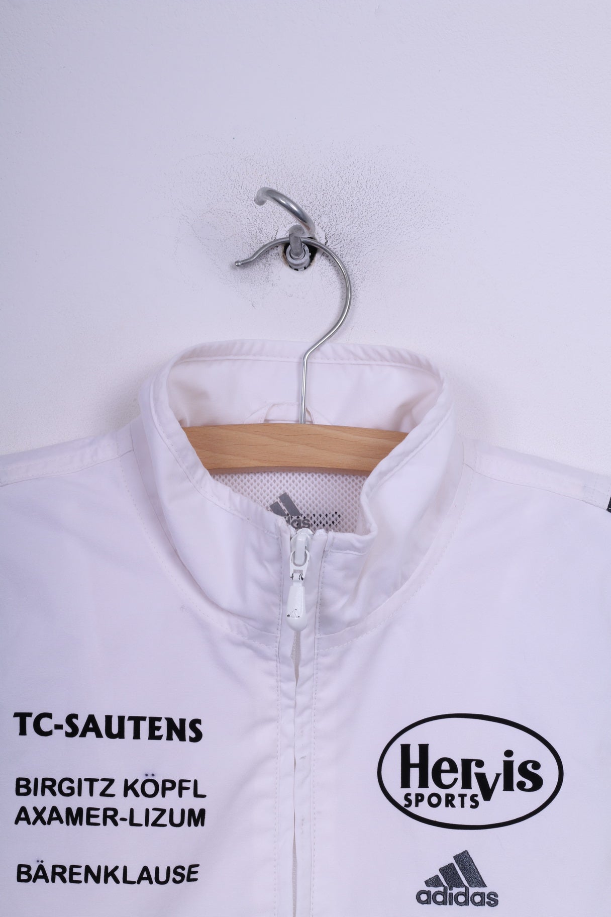 Adidas Hervis Sports Tc-Sautens Womens 10 S Lightweight Jacket White Full Zipper Sportswear