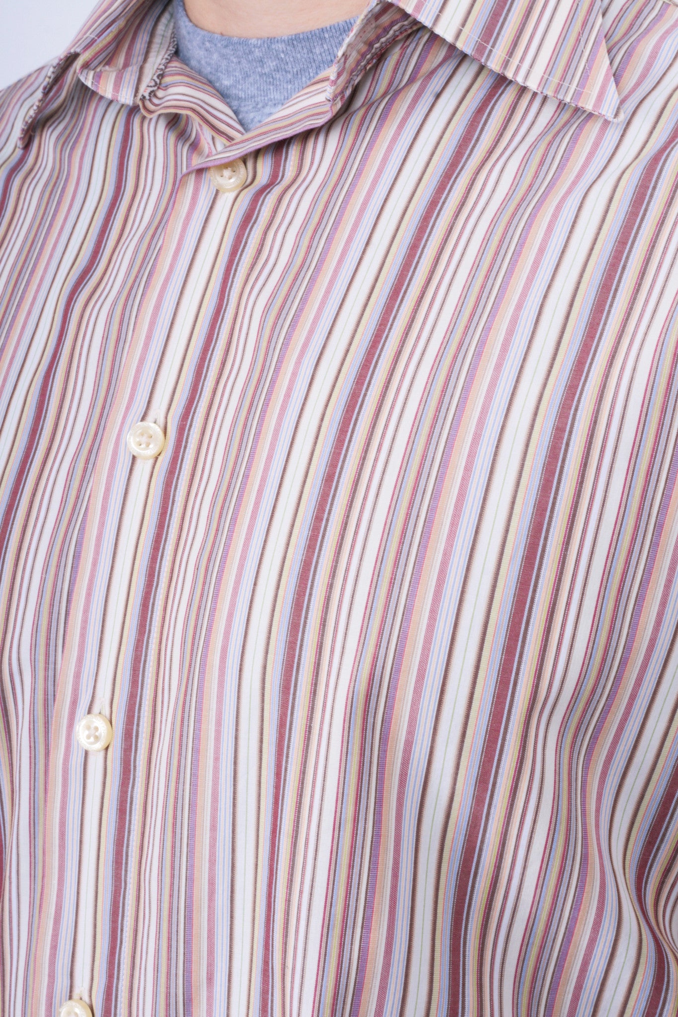 Racing Green Mens L Casual Shirt Striped Super Fine Cotton Brown Cotton - RetrospectClothes