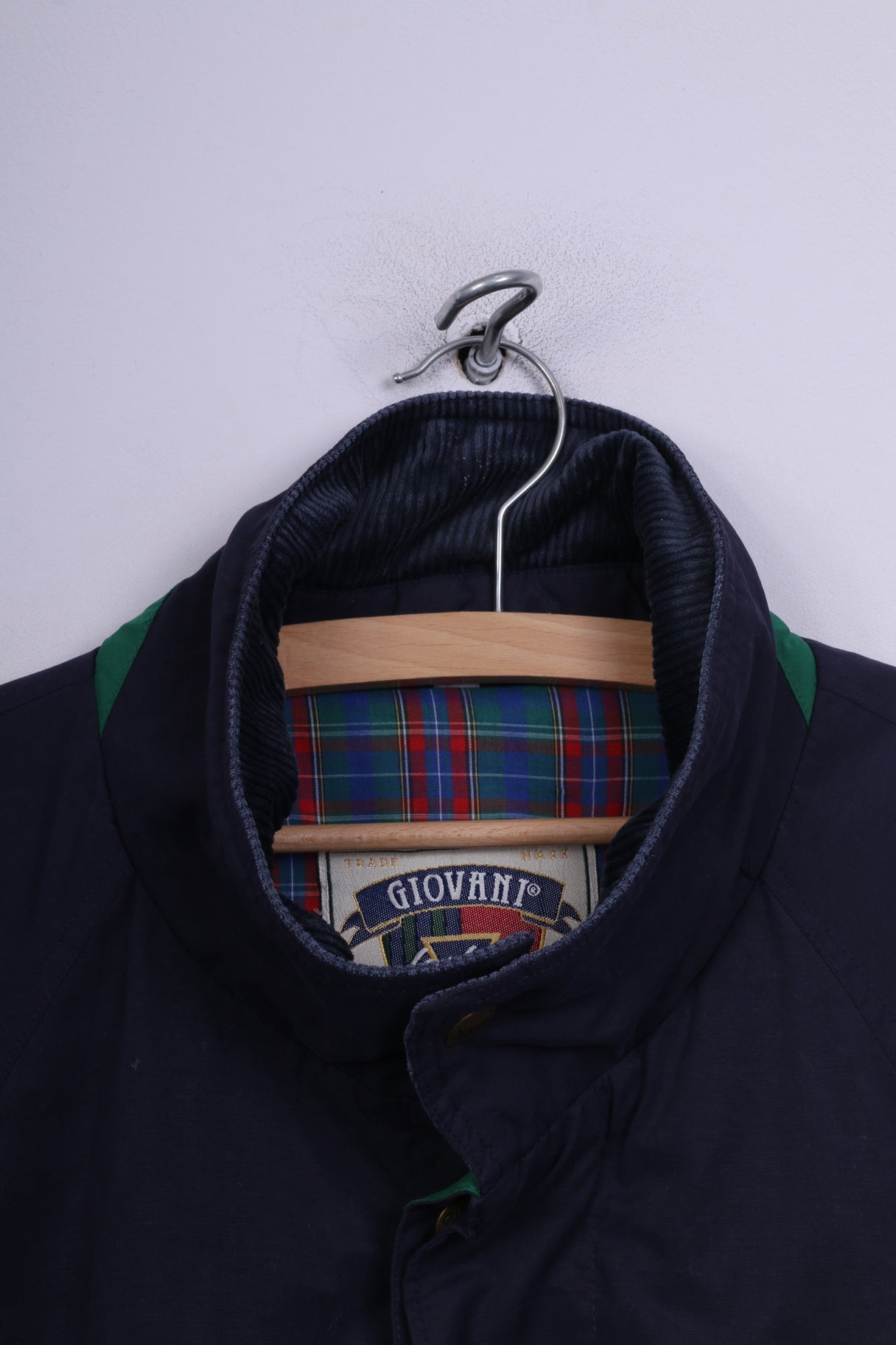 Giovanni Fashion Giacca da uomo L in cotone leggero blu scuro con tasca completa con cerniera vintage 