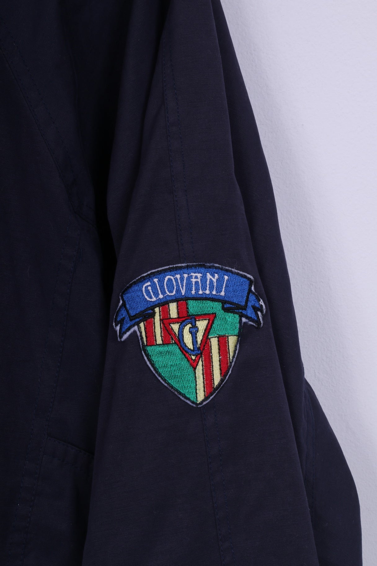 Giovanni Fashion Giacca da uomo L in cotone leggero blu scuro con tasca completa con cerniera vintage 