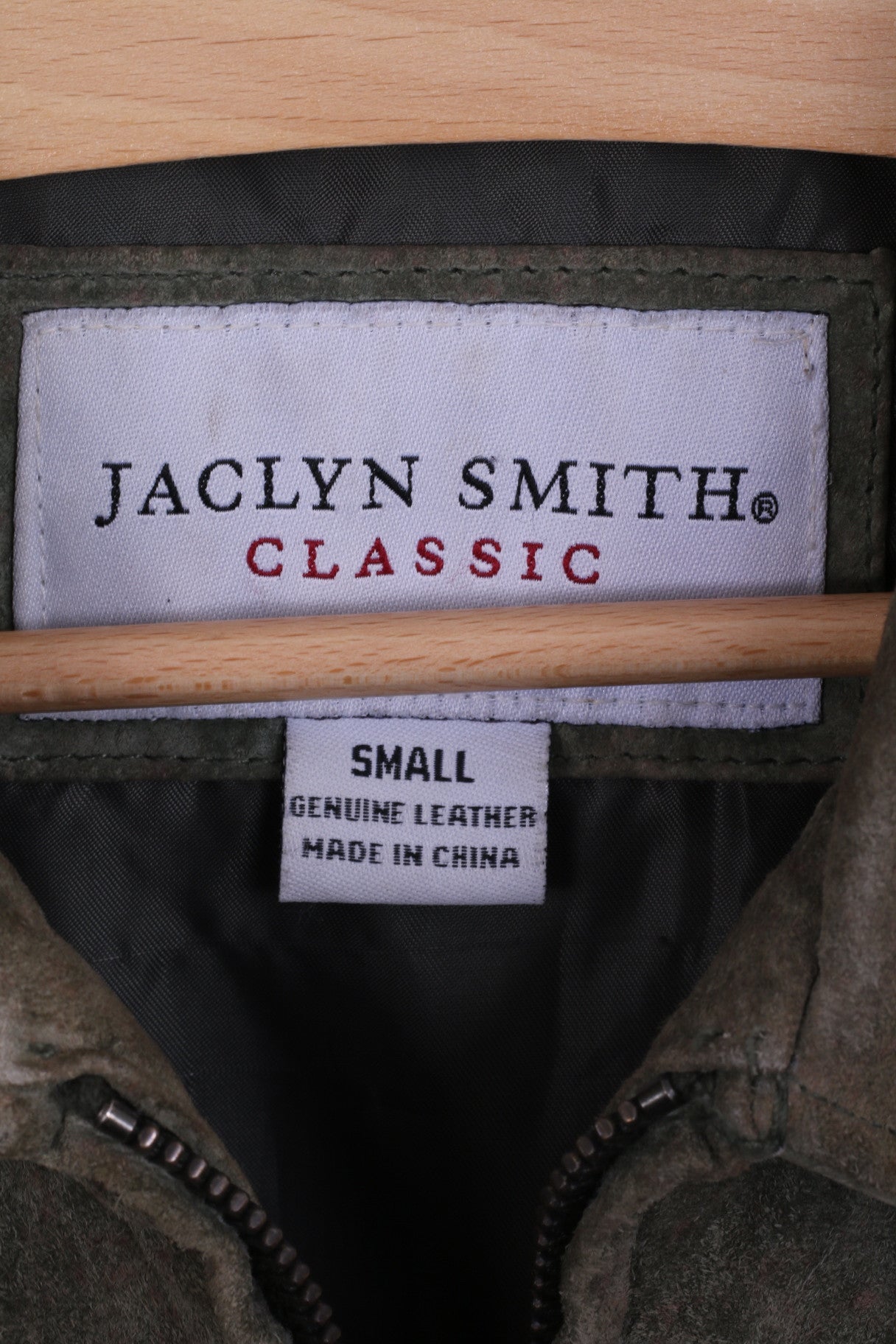 JACLYN SMITH Classic Womens S Jacket Leather Khaki Full Zip