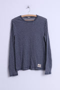 Hollister California Womens M Shirt Grey Striped Cotton Long Sleeve Stretch Top