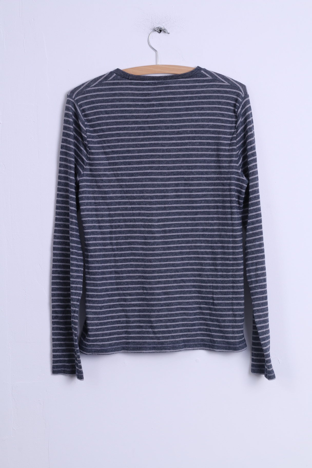 Camicia Hollister California M da donna, top elasticizzato a maniche lunghe in cotone a righe grigie