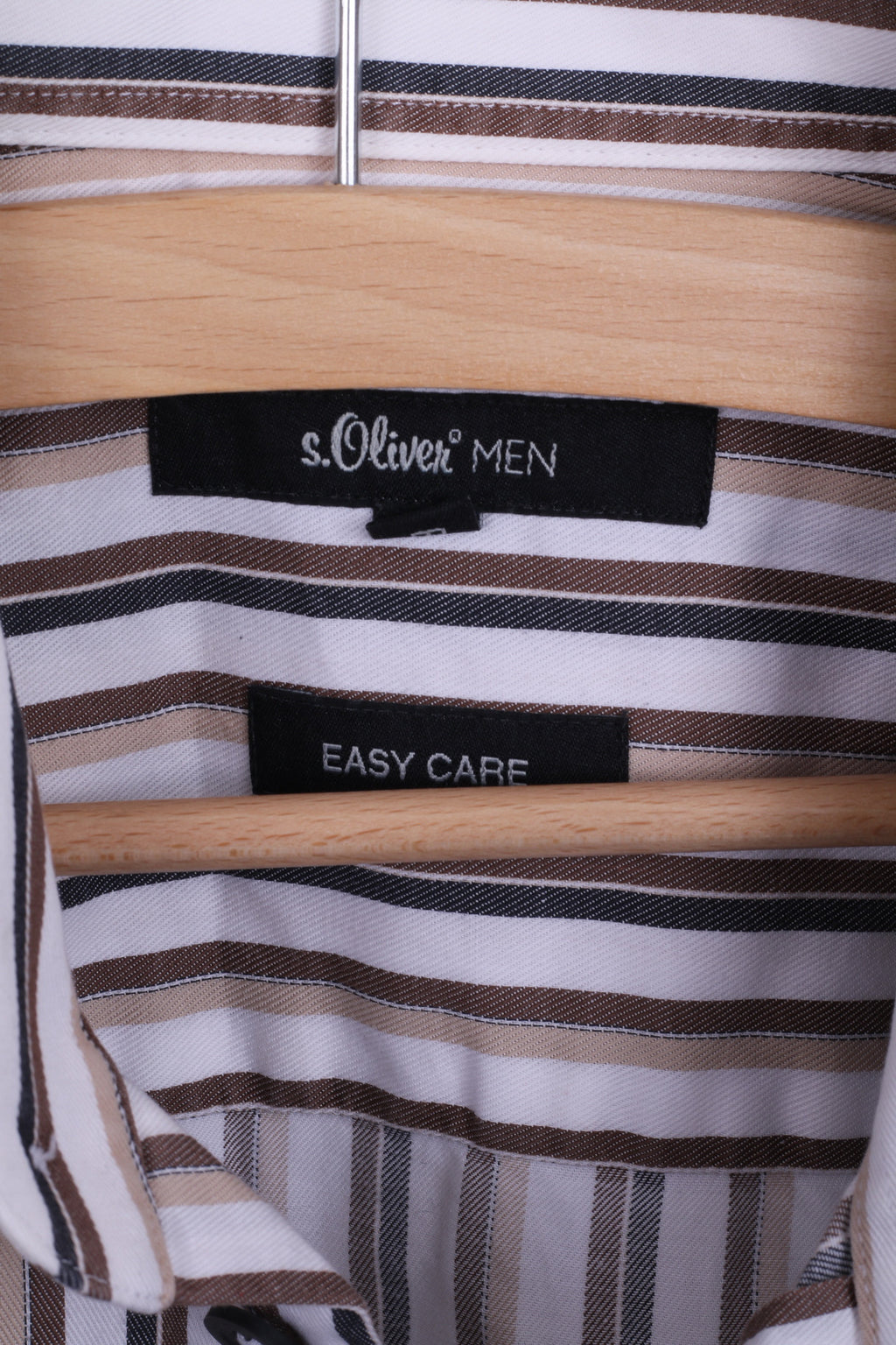 Camicia casual da uomo s.Oliver M 39 Manica lunga in cotone a righe marrone