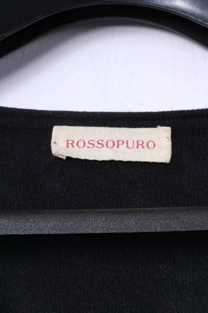 Rossopuro Pull léger classique à col en V pour femme Noir