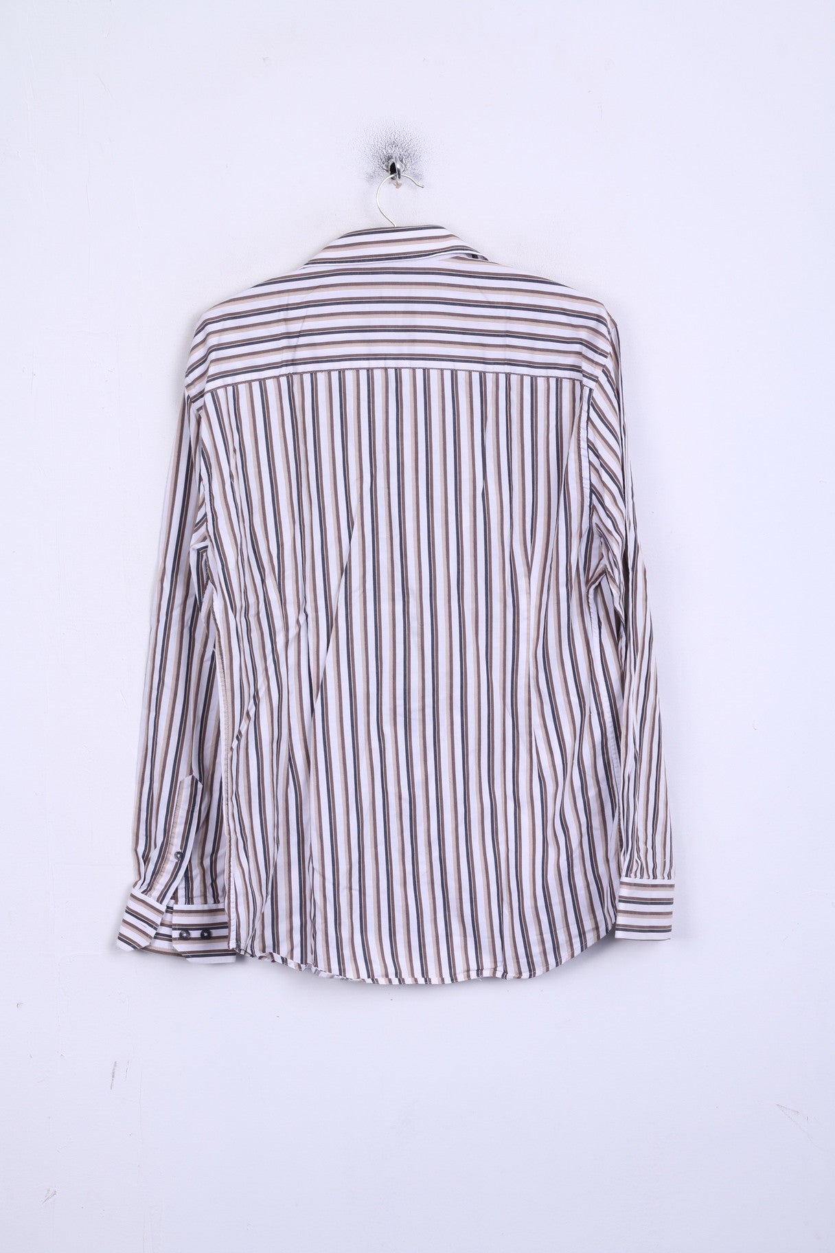 Camicia casual da uomo s.Oliver M 39 Manica lunga in cotone a righe marrone