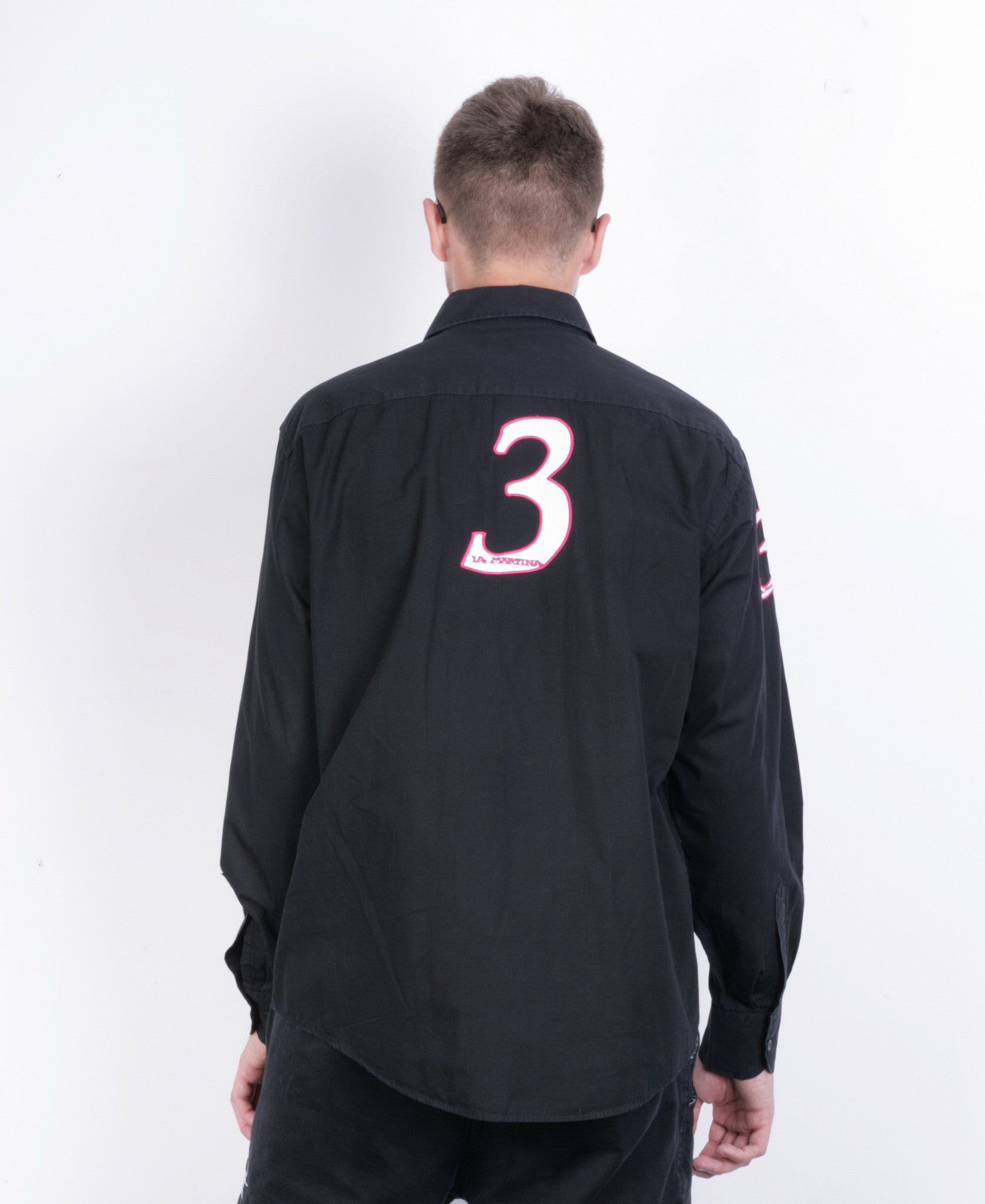 La Martina Mens 2XL Casual Shirt Black Cotton Polo Society XXL - RetrospectClothes