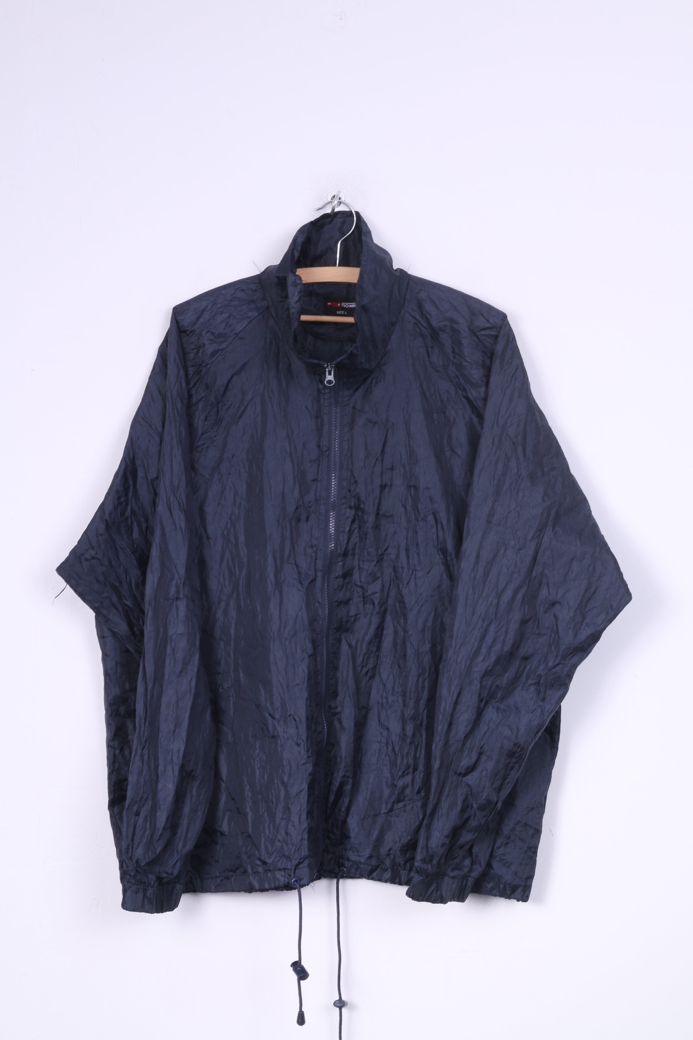Protonic Hommes L Veste Marine À Capuchon Fermeture Éclair Complète Vintage