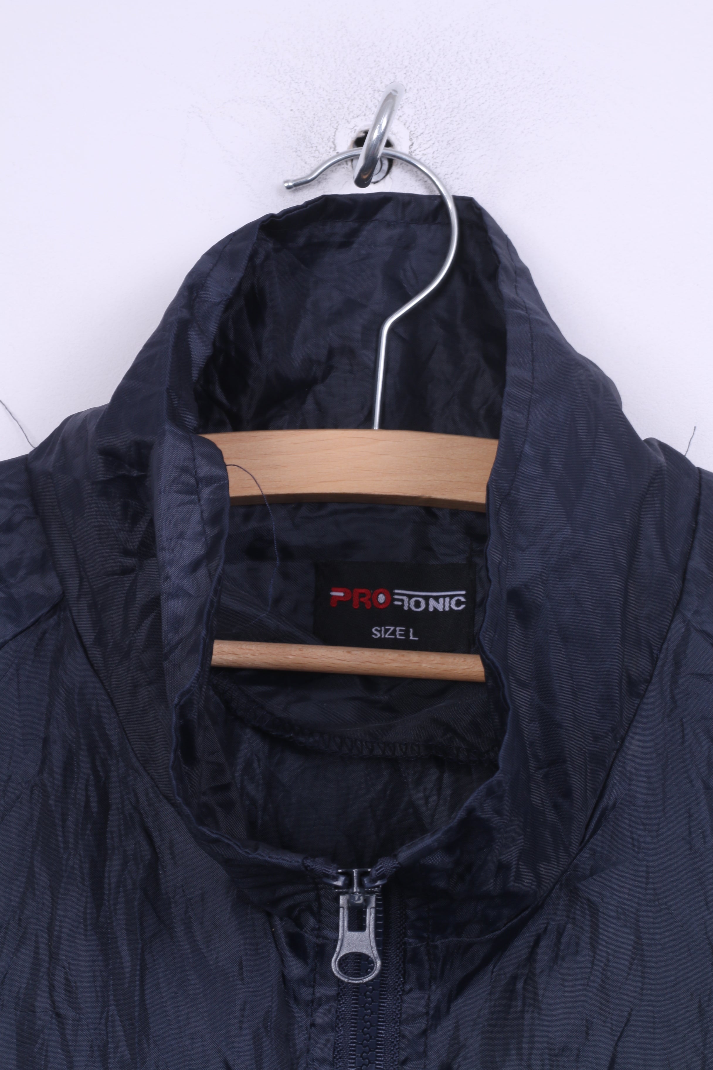 Protonic Hommes L Veste Marine À Capuchon Fermeture Éclair Complète Vintage