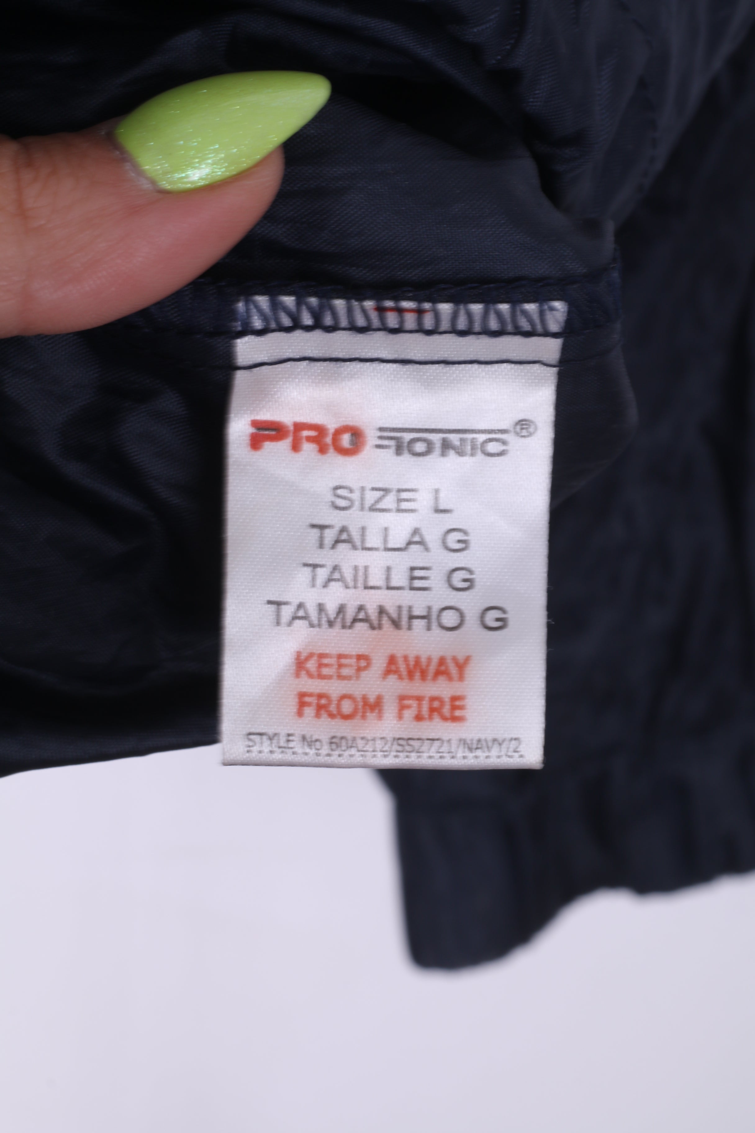 Protonic Hommes L Veste Marine À Capuchon Fermeture Éclair Complète Vintage