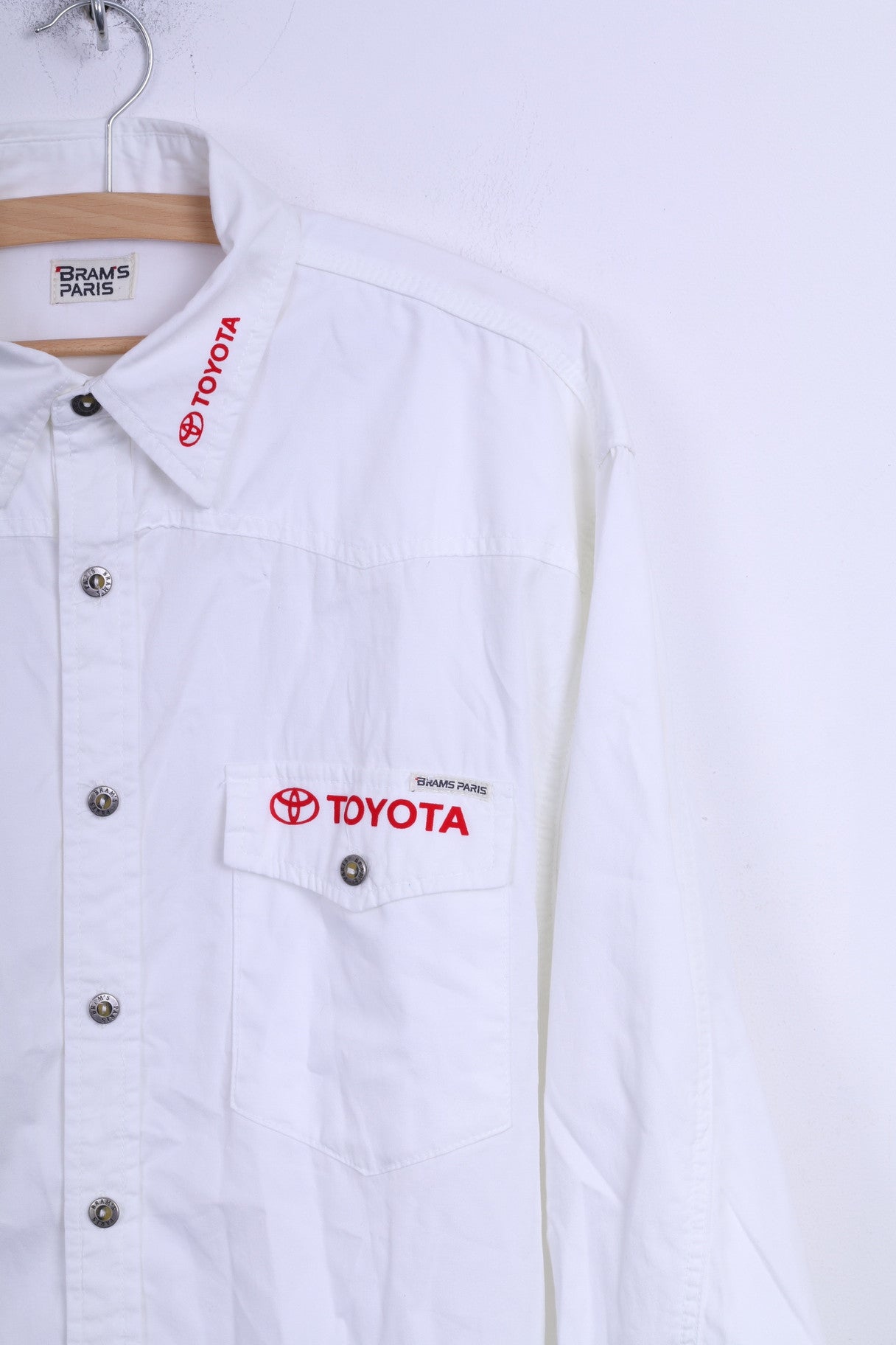 BARMS PARIS Chemise décontractée homme Toyota blanc coton manches longues