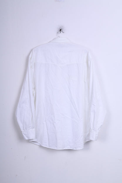 BARMS PARIS Chemise décontractée homme Toyota blanc coton manches longues