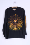 Fruit Of The Loom Mens L Long Sleeved Shirt Black Cotton Graphic Skull