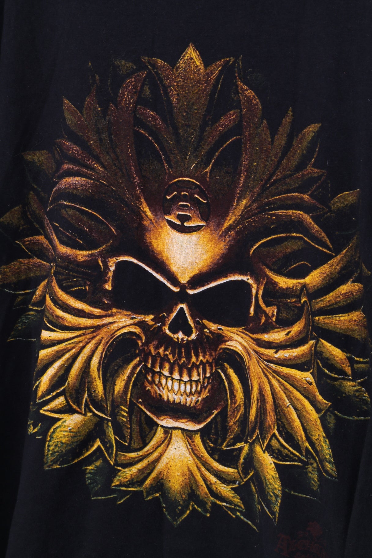 Fruit Of The Loom Mens L Long Sleeved Shirt Black Cotton Graphic Skull