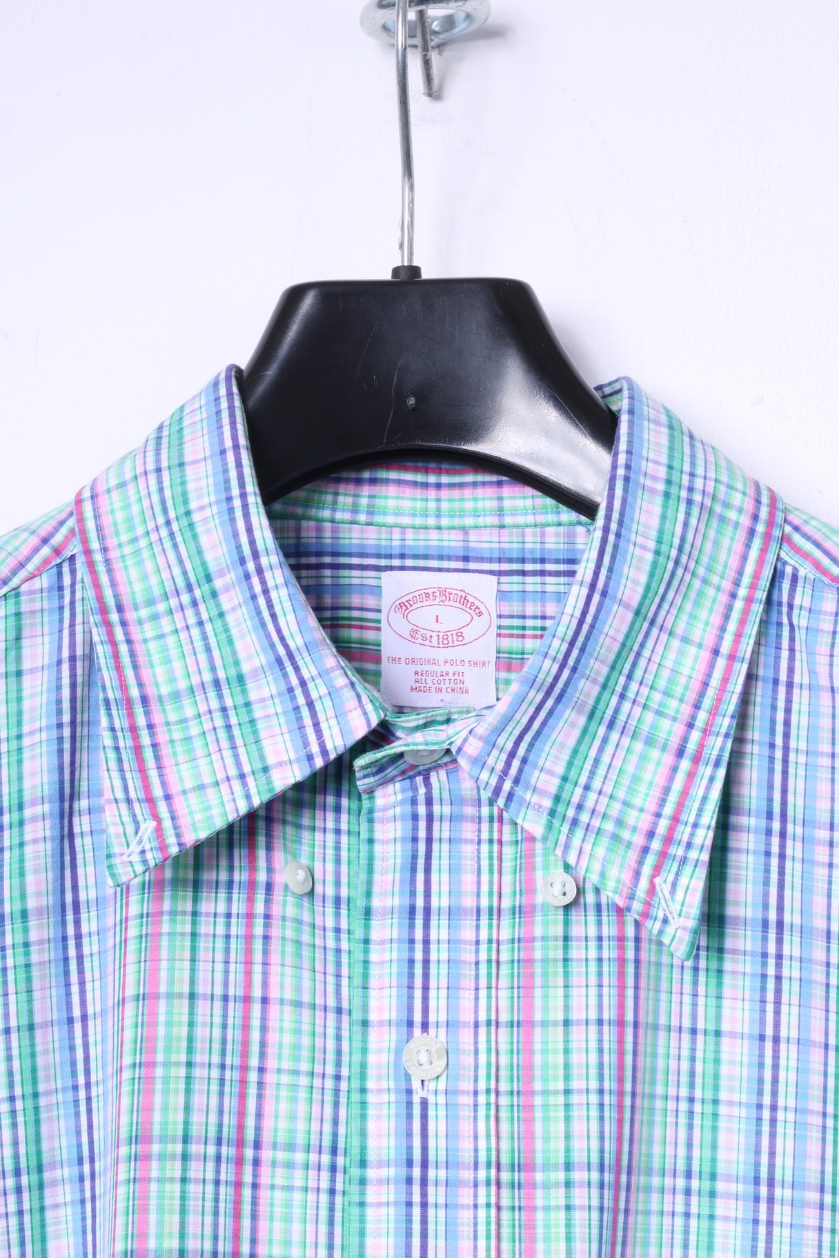 Brooks Brothers Mens L (XL) Casual Shirt Multicoloured Check Cotton Long Sleeve Top